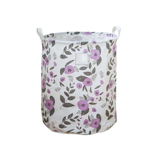 

storage baskets bucket books hamper folding organizer bag large capacity laundry basket cylinder toy clothing floral pattern waterproof