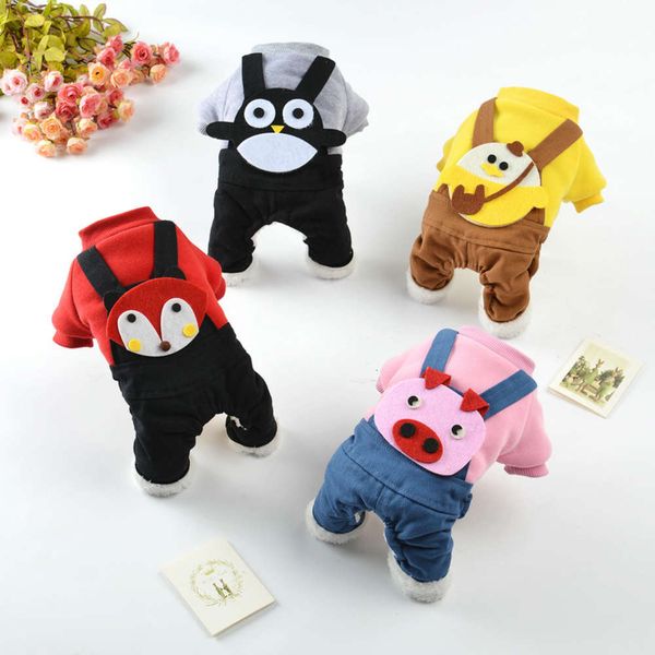 

pet autumn and winter clothing thickened plush cotton padded jacket teddy bear small dog four legged coat