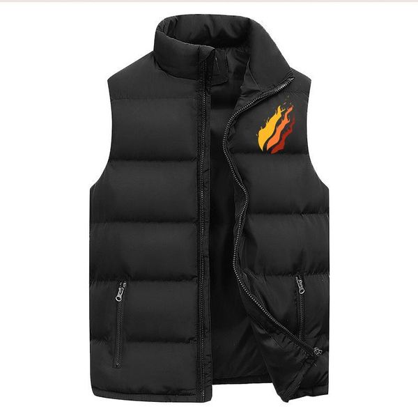 

men's vests autumn winter mens clothes fashion sleeveless zipperr cotton coats casual stand collar waistcoat outdoor warm men jackets, Black;white