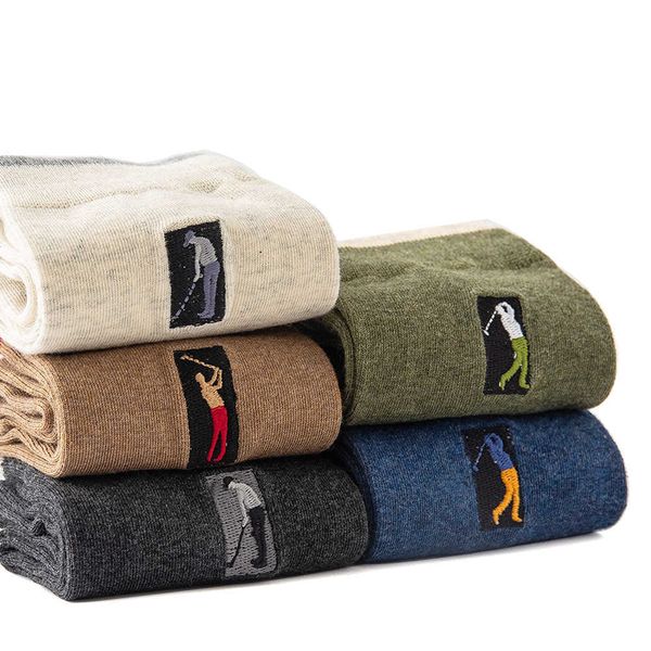 

5 pairs embroidery men's cotton socks for male business brand deodorant dress socks men's outdoor baseball socks 210727, Black