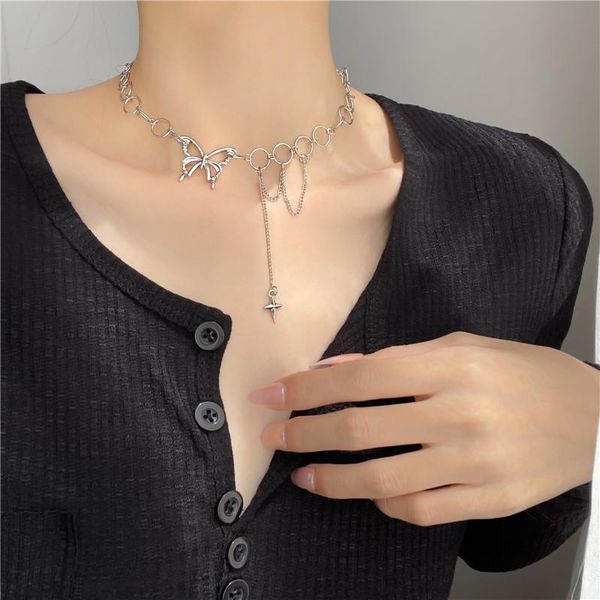 

pendant necklaces butterfly necklace hip hop niche clavicle fashion simple banquet for ladies birthday gifts, Silver