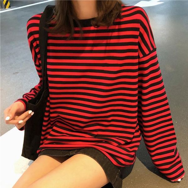 

fashion women striped oversize tshirt autumn new short sleeve loose t-shirts female casual korean clothes streetwear tees, White