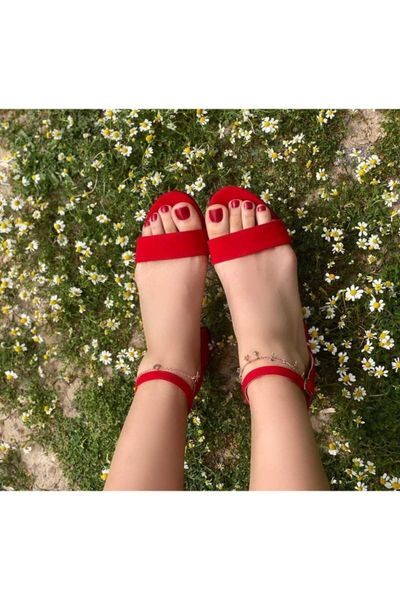 

sandals red short single band, Black