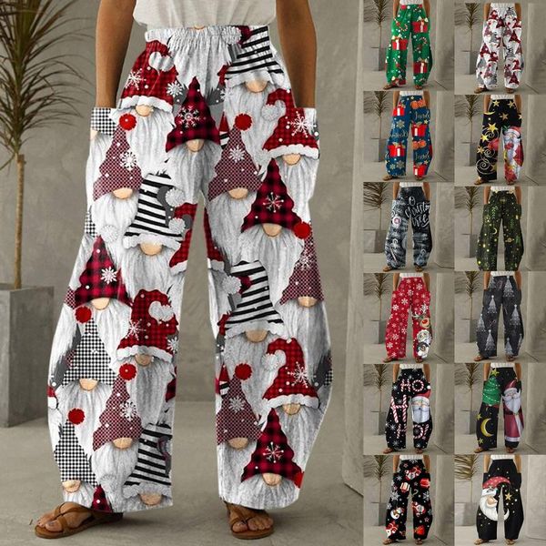 

women's pants & capris 2021 women fashion high street pocket sweatpants christmas elk snowflake print trousers simple solid jogger long, Black;white