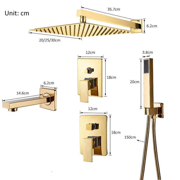 

bathroom shower heads wall mount golden faucets set ultrathin rainfall cold water mixer tap kit 86os