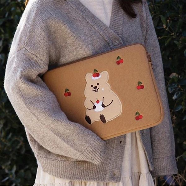 

korean cartoon pouch for ipad cosmetic bags 10.2 10.5" tablet case ins cherry koala pro 9.7 11 13 inch protective