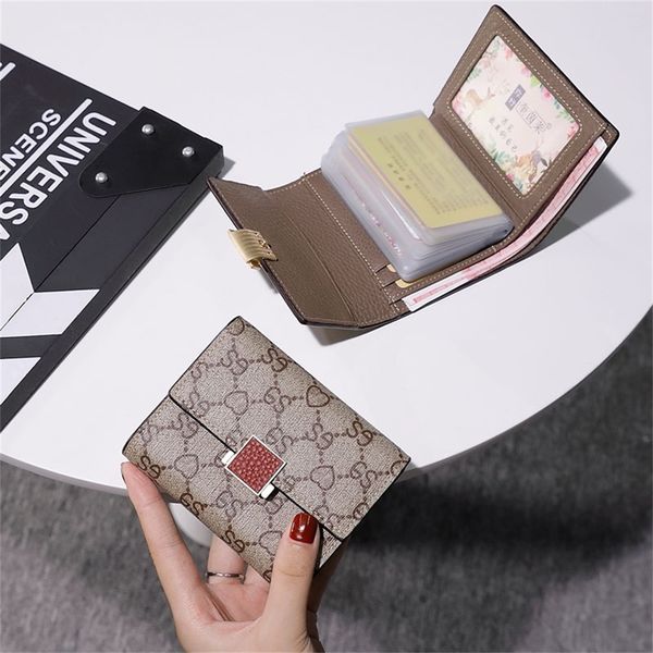 

new fashion driver's license card bag wallet one package women's small thin multi slot short wallet, Brown;gray