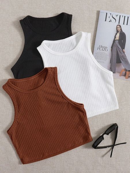 

3 pack rib-knit tank t1gn#, White