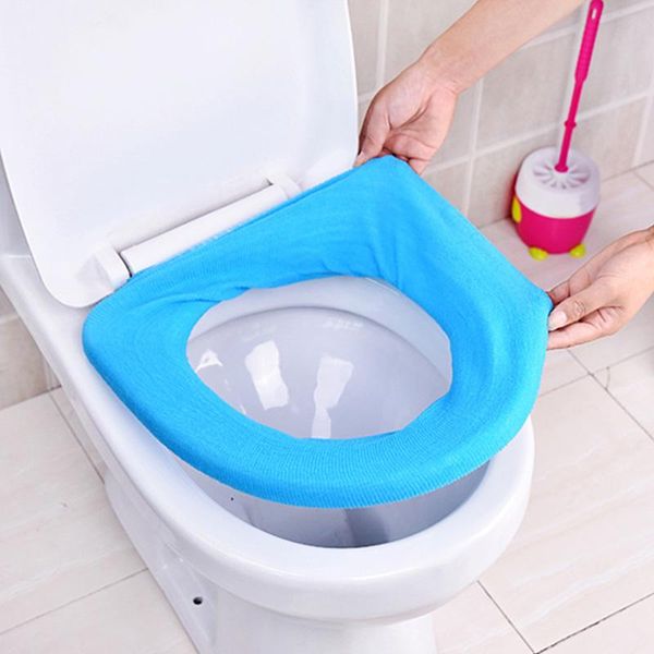 

toilet seat covers winter cover pads solid color cushion o-shaped flush bathroom products warmer washable cloth pedestal pan pad