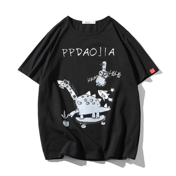 

2021 summer new arrival japan shadow wall plus-size male cartoon printed t-shirt short sleeves casual t-shirts men 4q2e, White;black