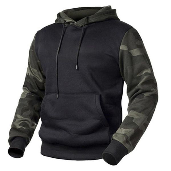 

men's hoodies & sweatshirts army green men military camouflage autumn winter hooded male camo hoody hip hop streetwear brand 4xl, Black