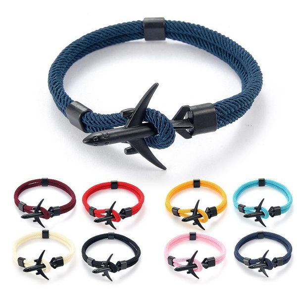 

charm bracelets foreign trade european and american trend alloy aircraft umbrella rope bracelet polyester simple, Golden;silver