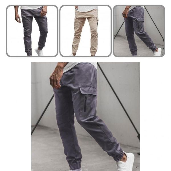 

men's pants streetwear great casual men trousers ankle banded autumn zipper for work, Black