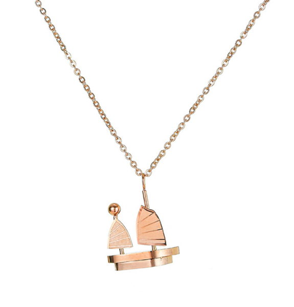 

pendant necklaces 316l stainless steel simple sailing wind smooth rose gold titanium necklace no fade, Silver