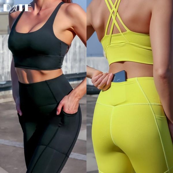 

yoga outfit two-pieces fitness sports bra leggings set seamless sleeveless vest pants suit sportswear women gym running clothing