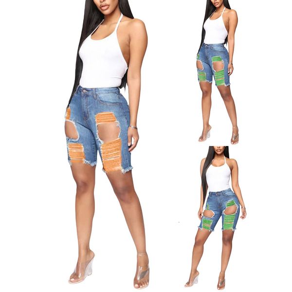 

women all-match ripped denim shorts with pockets for party dating vacation travel, White;black