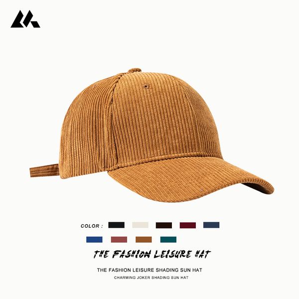 

corduroy solid color couple baseball male female students leisure soft large head circumference warm duck tongue cap, Blue;gray