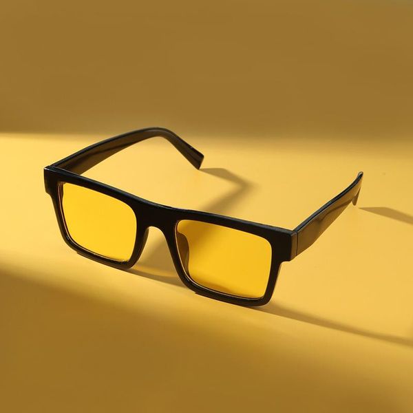 

sunglasses square frame men women tan yellow gray lens uv400 protection eyewear fashion design gafas de sol, White;black