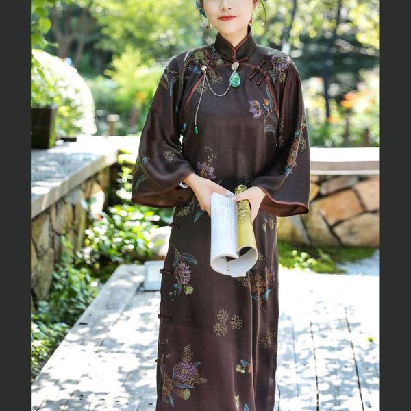 

ethnic clothing classic women cheongsam vintade spring autumn vestidos elegant evening party qipao sexyrode gown modern oriental ladies dres, Red