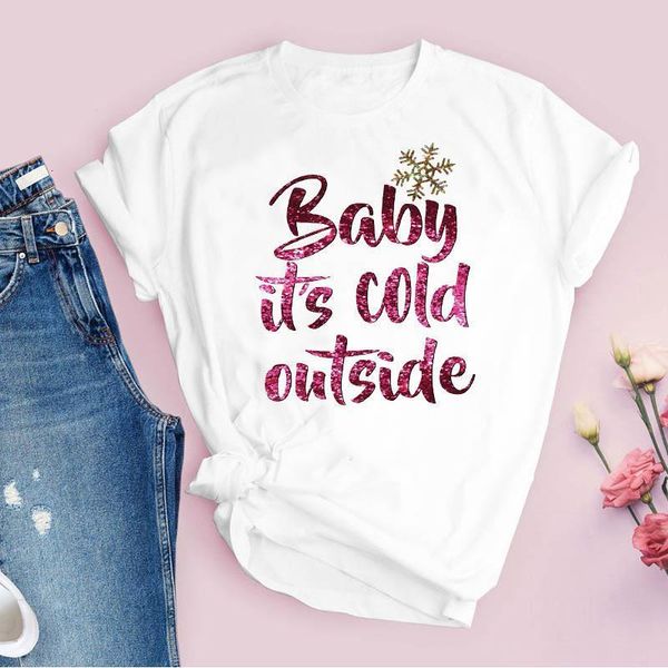 

tees for women print letter fashion cute holiday 90s merry christmas clothes lady clothing female t shirt graphic t-shirt, White