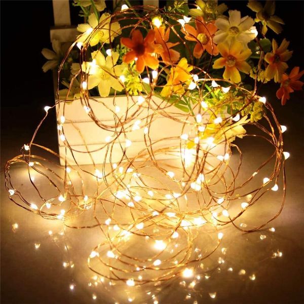 

3m 5m 10m 100 led strings copper wire lights 3xaa battery operated christmas wedding party decoration led string fairy lights