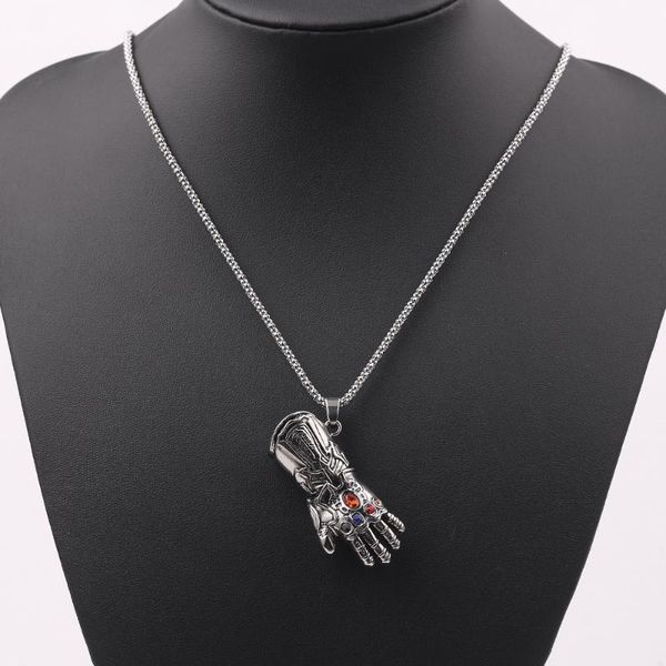 

hangzhi 2021 new fashion personality film animation gloves necklace alloy pendant hip hop punk style, Silver