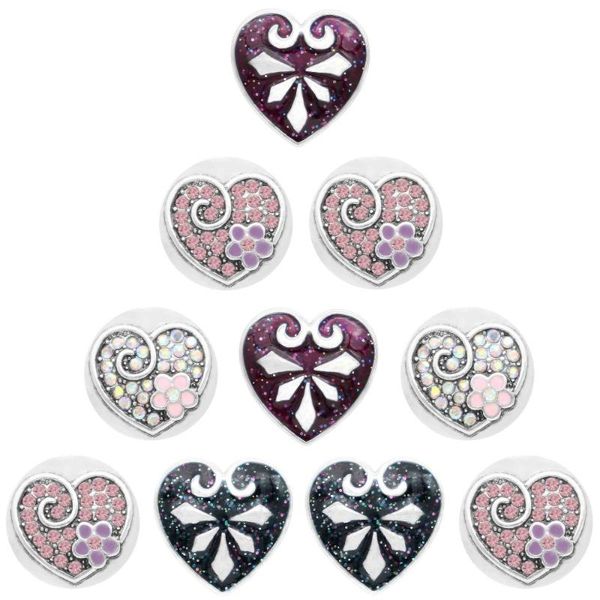 

charm bracelets 10pcs/lot 2021 mother's days snaps jewelry love heart 18mm metal snap buttons diy charms button jewerly, Golden;silver