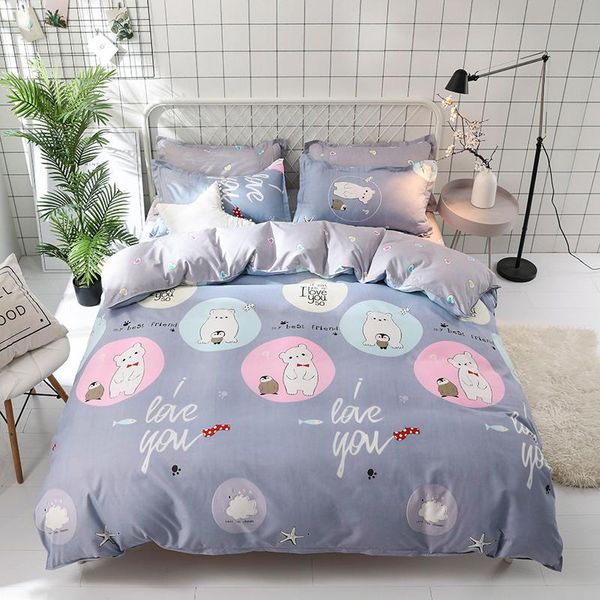 

bedding sets home textile cartoon polar bear children's bedclothes bed linen pink cute duvet cover sheet pillowcase/bed