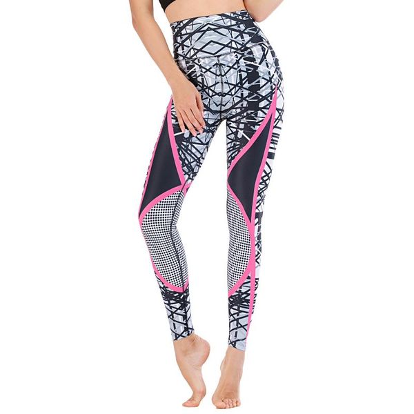 

jigerjoger woman pants gym leggings women black white geometic printed running designer tights yoga pants plus size leggins, White;red