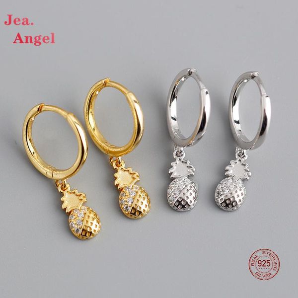

hoop & huggie jea.angel 2021 autumn real 925 sterling silver ear buckle pineapple fruits earrings for women net red high-quality jewellery, Golden;silver