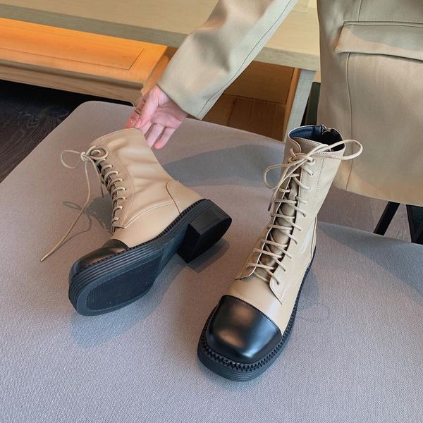 

boots 2021 autumn early winter shoes women genuine leather fashion ladies ankle booties brand woman a3896, Black