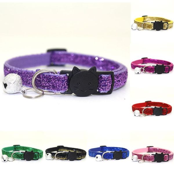 

pet cat dog collar with bell fashion adjustable sequin collar neck strap glitter velvet ribbon pet supplies