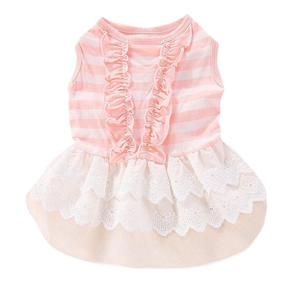 

pet lace vest skirt pet dog stripes princess dress chiffon sleeveles yarn skirt clothing for chihuahua yorkies dog coat 2 2