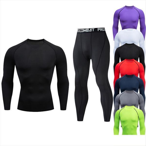 

running set sport jogging mens tracksuit suit thermo underwear sets compression fitness tights pants quick dry my343, Gray