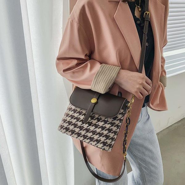 

cross body retro check small bucket bag 2021 fashion leather one shoulder messenger