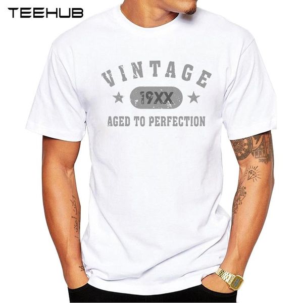 

men's t-shirts 2021 teehub cool fashion vintage aged to perfection design t-shirt short sleeve o-neck hipster tee, White;black