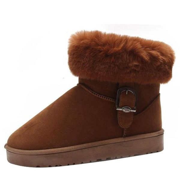 

boots snow women's non-slip flat fur wool winter plus velvet thick warm cotton shoes ankle for women, Black