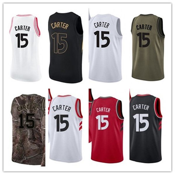 

custom leave name number 15 vince carter white black yellow green brown basketball jersey men women youth jerseys, Black;red