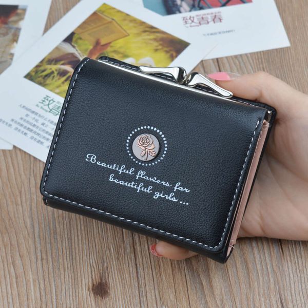 

wallet women's short korean version simple student fashion flower mini wallet zero women udj0, Red;black