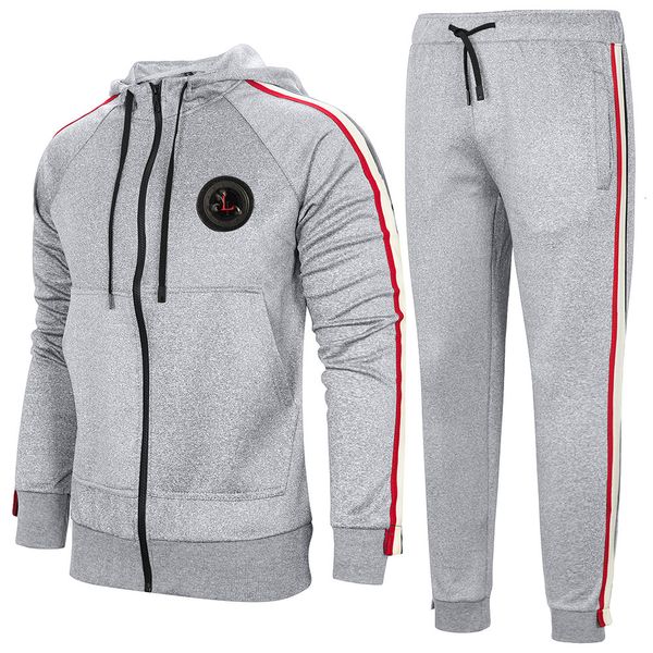 

large 2021 size casual new trend hooded sweater suit outdoor sports men's clothing mens joggers set man hoodies ut37, Gray