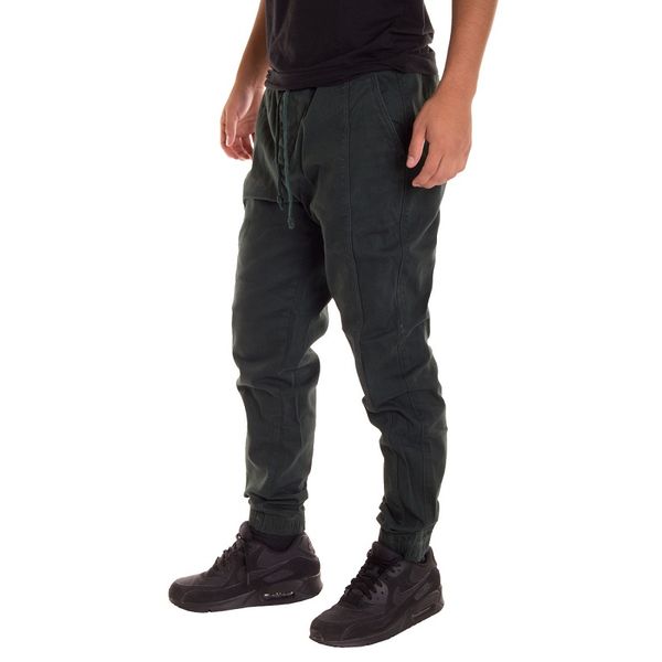 

autumn and winter new fashion men's solid color mid-waist casual pants men's rope elastic stitching casual transportation, Black