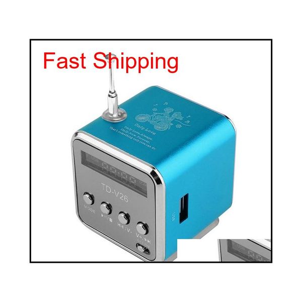 

2020- new td-v26 mini speaker music player micro sd tf usb portable fm radio stereo loudspeaker for phone lapmobile pc mp3 w wq11p aq063