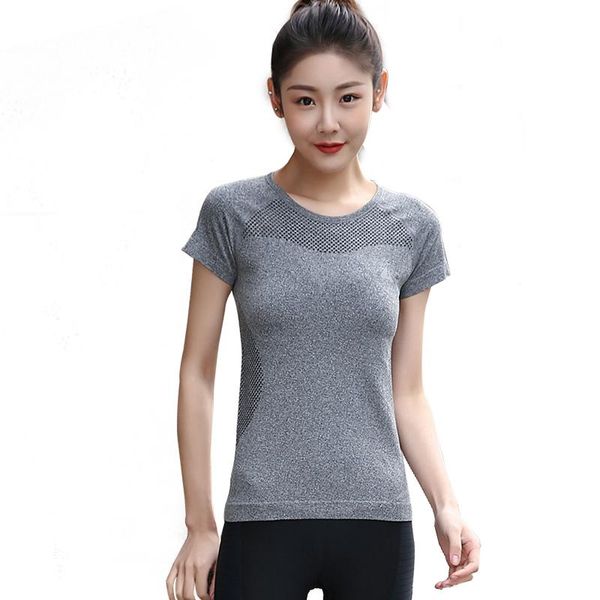 

yoga outfits quick dry cropped sleeve women's training sportswear for gym shirt outdoor navel sports short classic hollow yo, White;red