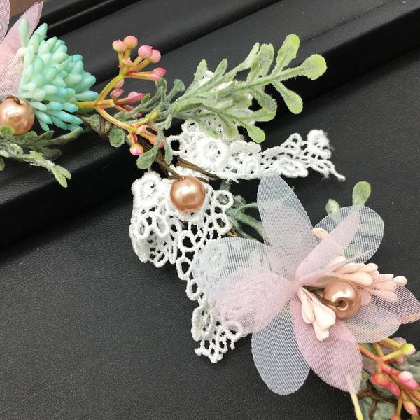 

haimeikang mori style flower headband white lace bow flower crown wedding hair band party festival decor princess flora jllenk, Silver