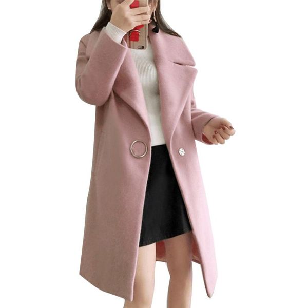 

women's wool & blends 2021 casual womens coats classic long windbreaker fashion solid color hand wash warm ladies down, Black