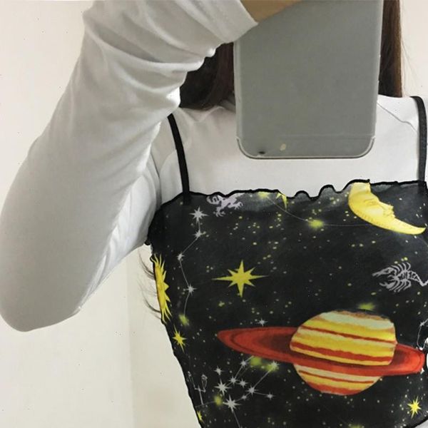 

harajuku womens ladies short sleeve floral angel printed sleeveless blouse casual tank bustier cropped feminino streetwear, White