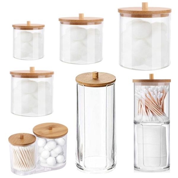 

storage boxes & bins 1 pc acrylic box cotton ball pad round swab holder for bathroom accessories organizer