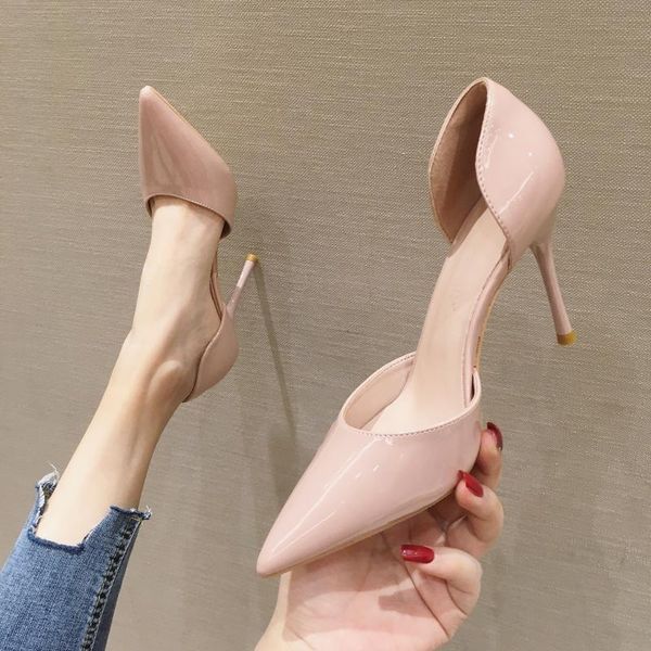 

3cm heels pumps comfortable high-heeled shoes lace-up hollow pointed wedge 2021 sandals ladies slip on 5cm fashion casua, Black