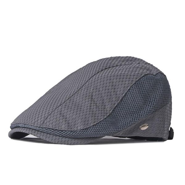 

berets men's casual mesh hat breathable caps for spring and summer, Blue;gray
