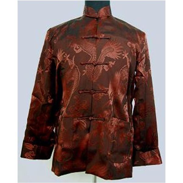 

men's jackets fashion coffee chinese satin rayon jacket single breasted coat printed dragon tang suit size s m  xl xxl xxxl wn028, Black;brown